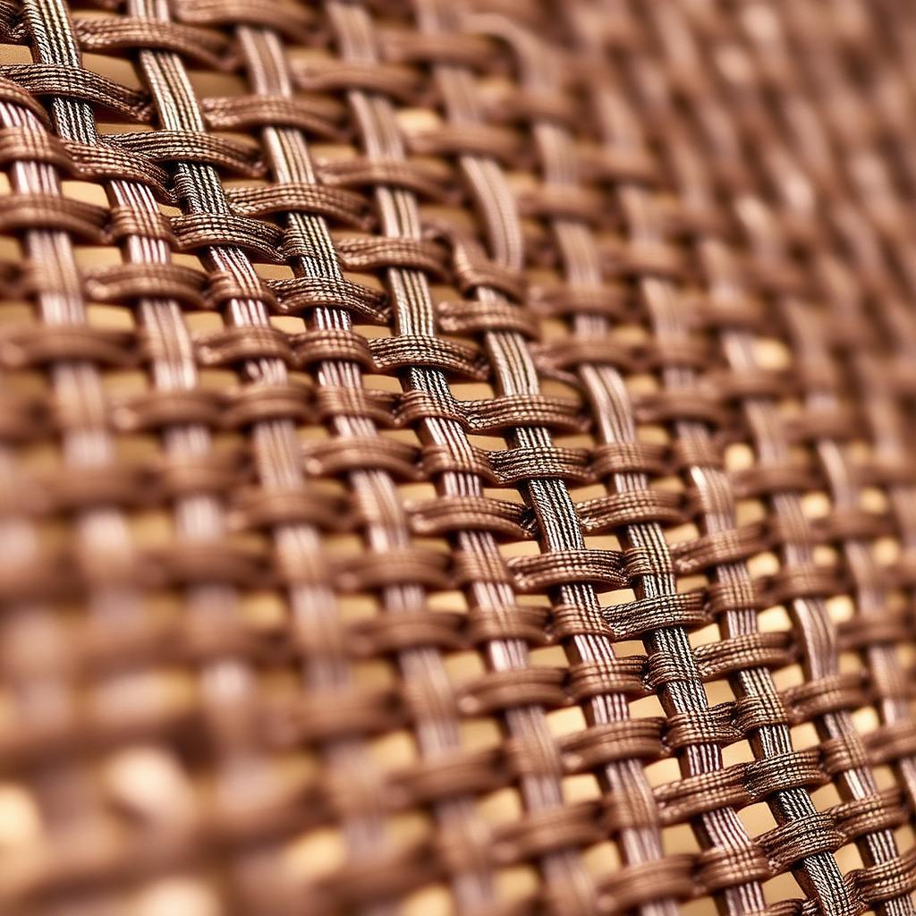 Macro close-up of Phifertex Cane Wicker outdoor sling mesh fabric showing taut woven detail